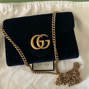 Gucci black Velvet crossbody clutch